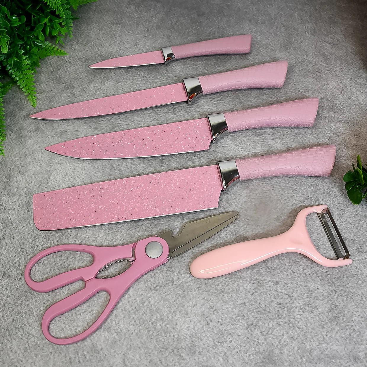 Happyclick Stainless Steel Non Stick Ceramic Coating 6 Pcs Chef Kitchen Knife Set - HappyClick