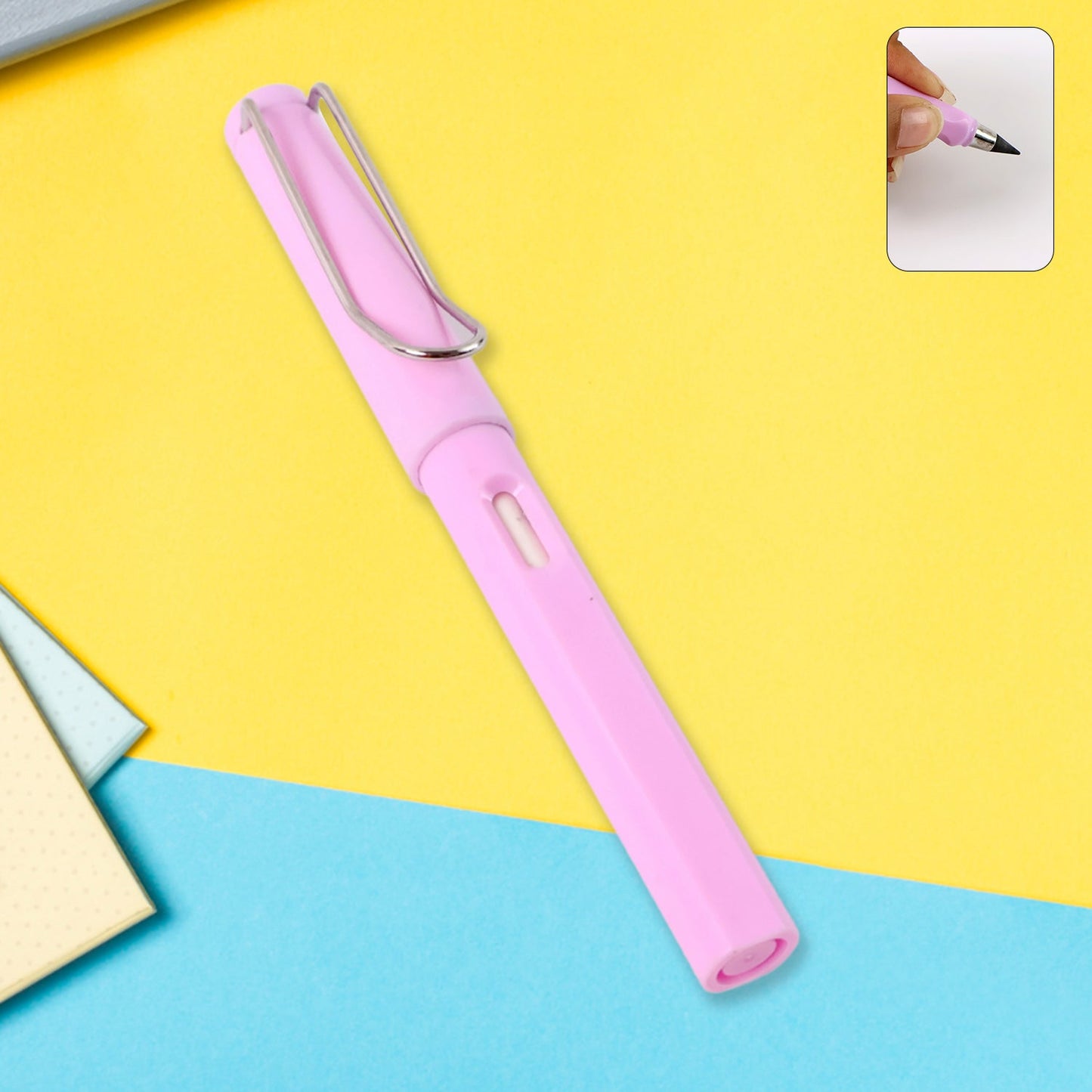 HappyClick Pink 2-in-1 Everlasting Magic Pencil with Replaceable Eraser – Inkless, Reusable, Portable
