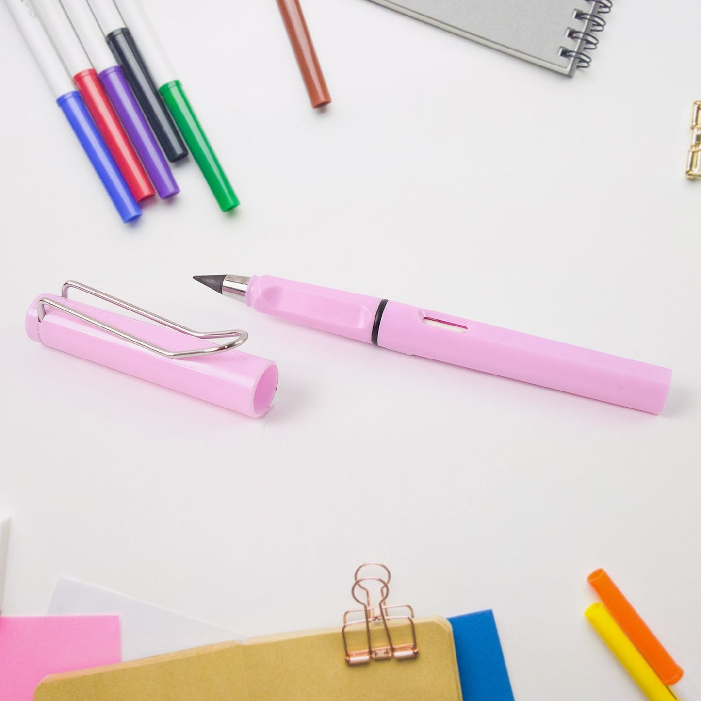 HappyClick Pink 2-in-1 Everlasting Magic Pencil with Replaceable Eraser – Inkless, Reusable, Portable