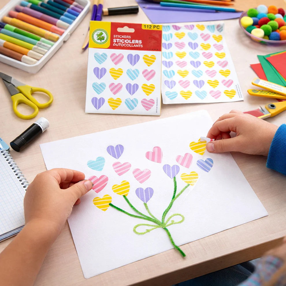 Happyclick Colorful Heart Shape Decorative Sticker Set (4 Sheets, 112 Pc) - HappyClick