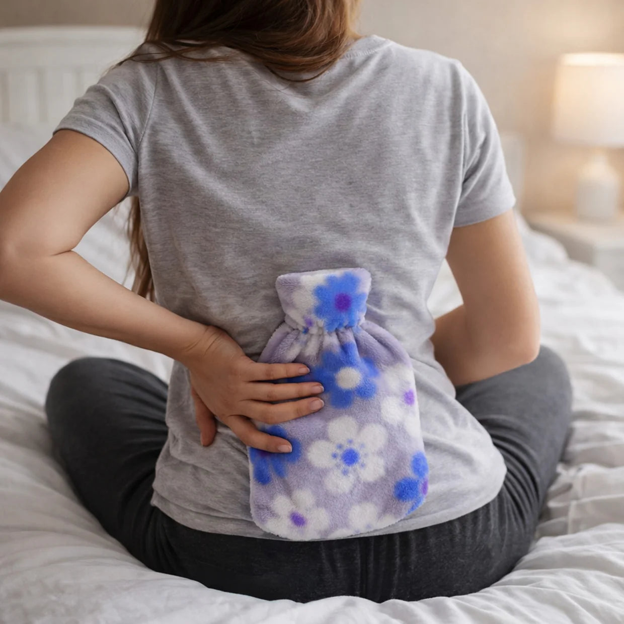 Happyclick Floral Printed Soft Plush Hot Water Bag And Cover (19x12 Cm) - HappyClick