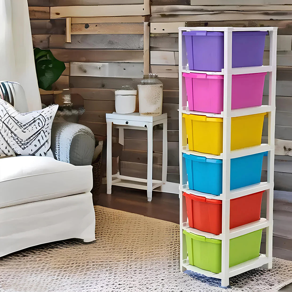 HappyClick 6-Layer Multi-Colored Plastic Storage Drawer Cabinet - Durable & Spacious