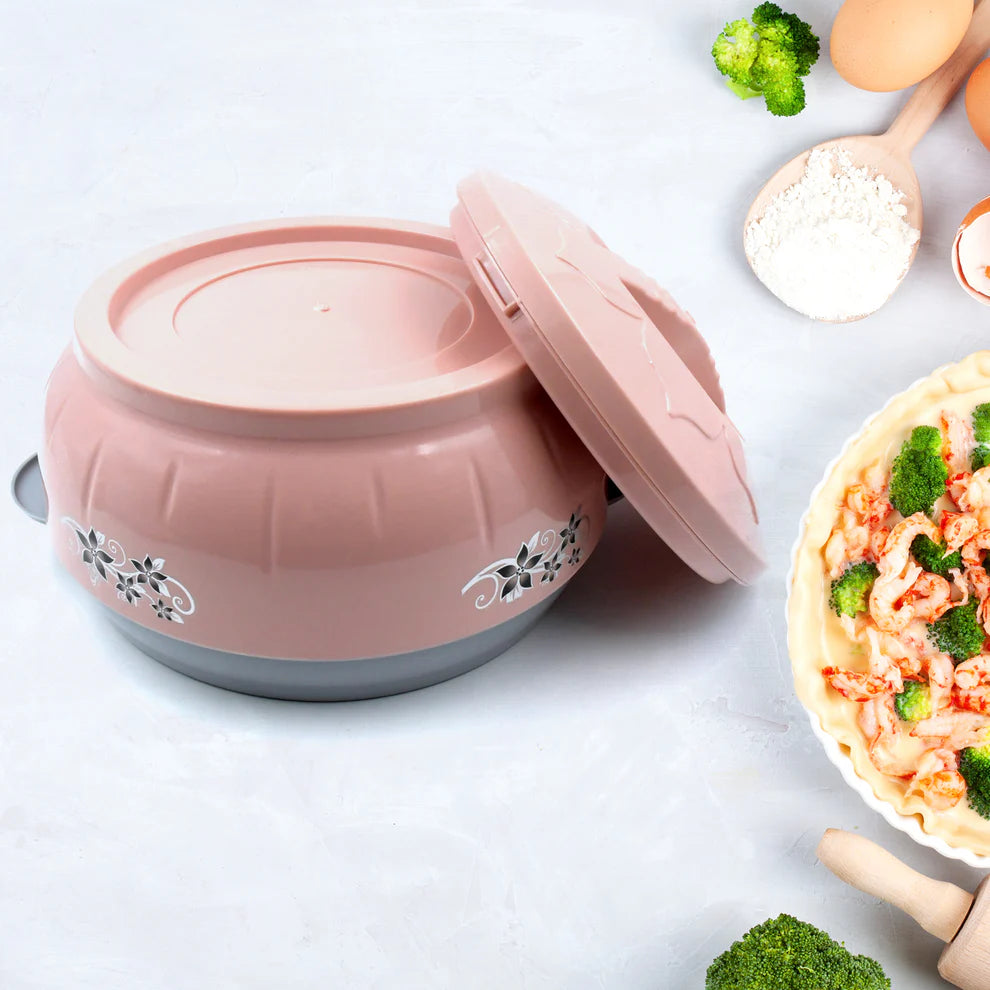 Happyclick 4500ml Insulated Casserole Box (Steel): Floral Print, Keeps Food Hot/Cold
