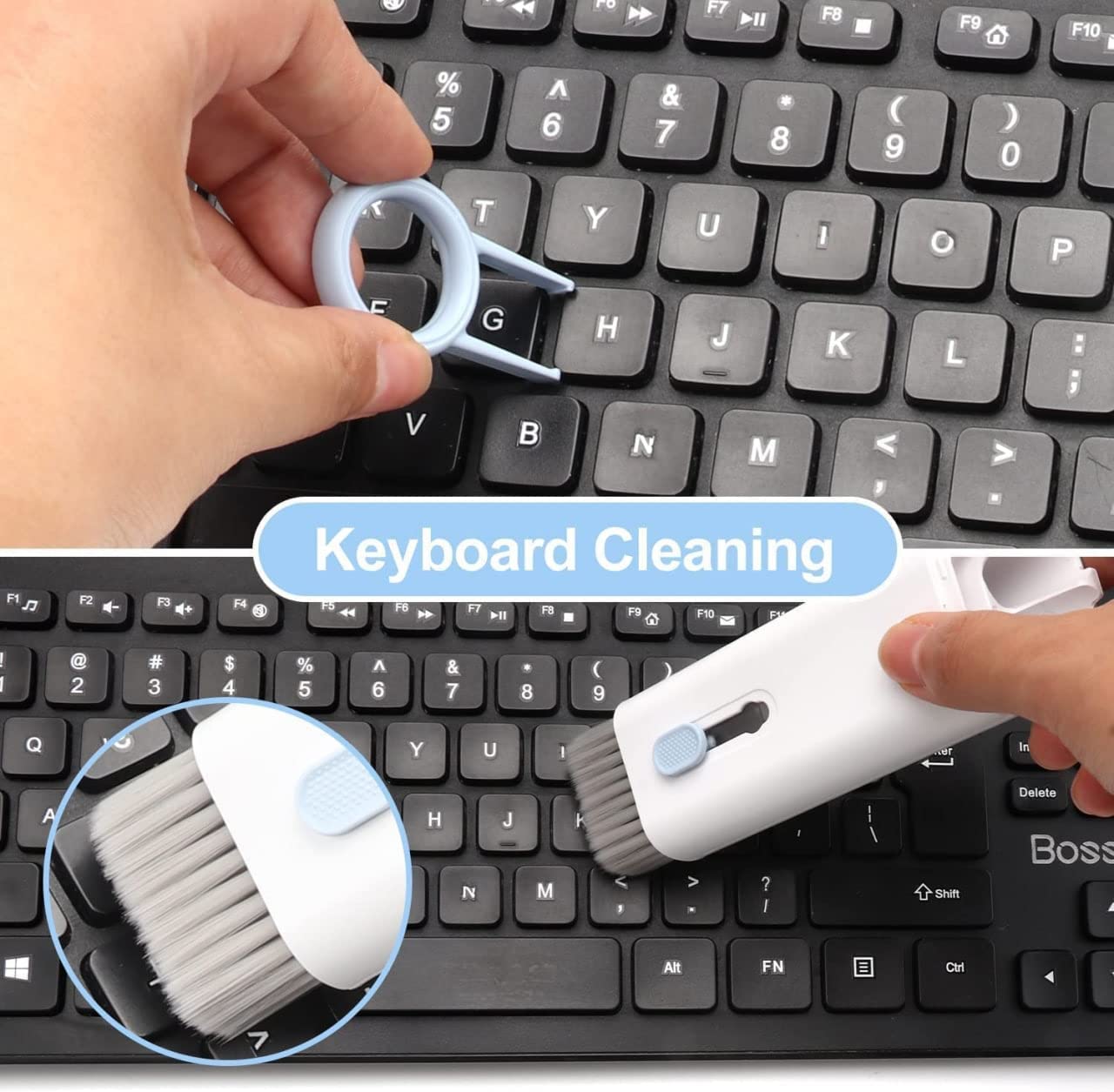 7 in 1 Electronic Cleaner kit, Cleaning Kit for Monitor Keyboard Airpods, Screen Dust Brush Including Soft Sweep, Swipe, Airpod Cleaner Pen, Key Puller and Spray Bottle 02