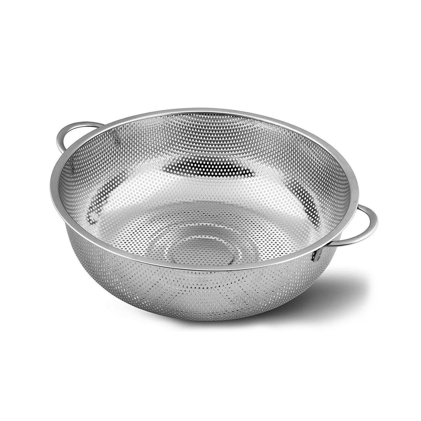 Stainless Steel Colander with Handle, Large Metal Mesh Basket Strainer for Pasta, Spaghetti, Berry, Veggies, Fruits, Kitchen Food Colander, Dishwasher Safe (1 pc / 25.5 cm)
