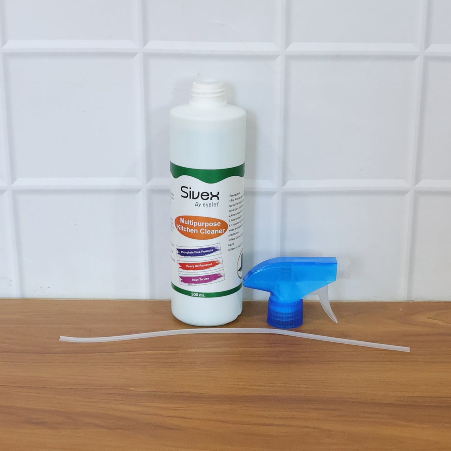 Daily use kitchen cleaner spray bottle on kitchen countertop