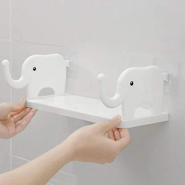 Happyclick Elephant Wall Shelf – No-Punch Organizer for Kitchen & Bathroom | Velvet Organizers