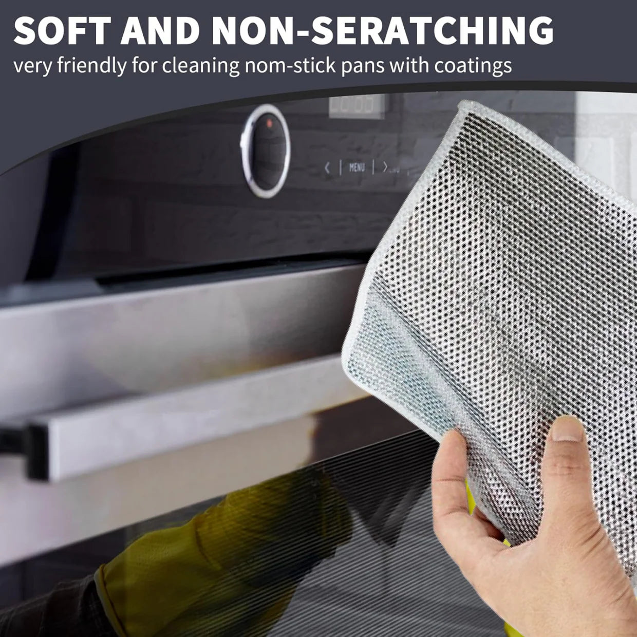 Happyclick Double-Sided Microfiber Cloth & Stainless Steel Scrubber – (1 Pc, 20x20 cm)