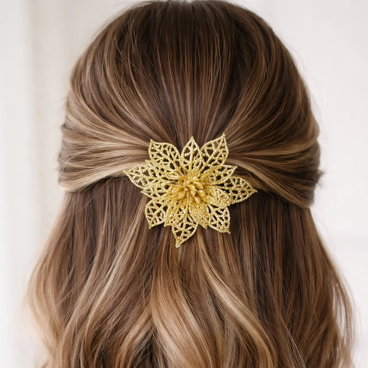 Happyclick Glitter Flower Hair Clip Set (6 Pc Mix Color Set) - HappyClick