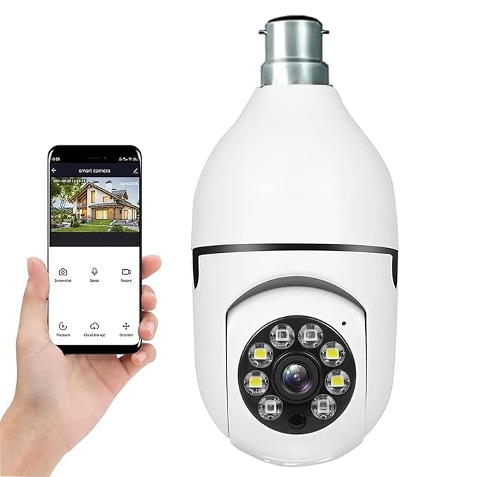 HappyClick Bulb Camera 360 FULL HD 1080P & Colorful Night Vision PTZ Camera