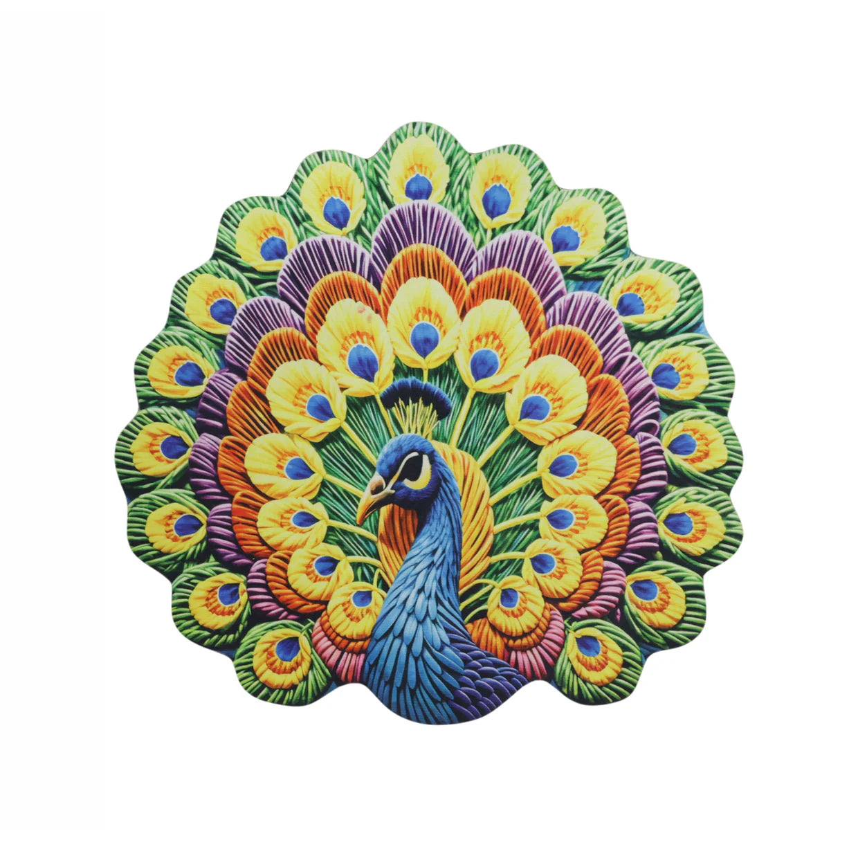 Happyclick Peacock Design Round Floor Mat, 58x58 cm