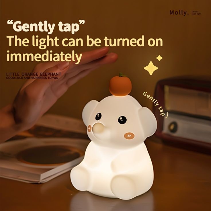 Baby Elephant Lamp, Cute Silicone Lamp, Multifunction Nightlight, Kids Room Lamp, Baby Nightlight, Soft Silicone Lamp, Elephant Shaped Lamp, Touch-Sensitive Lamp, Nursery Lamp, Color Changing Lamp