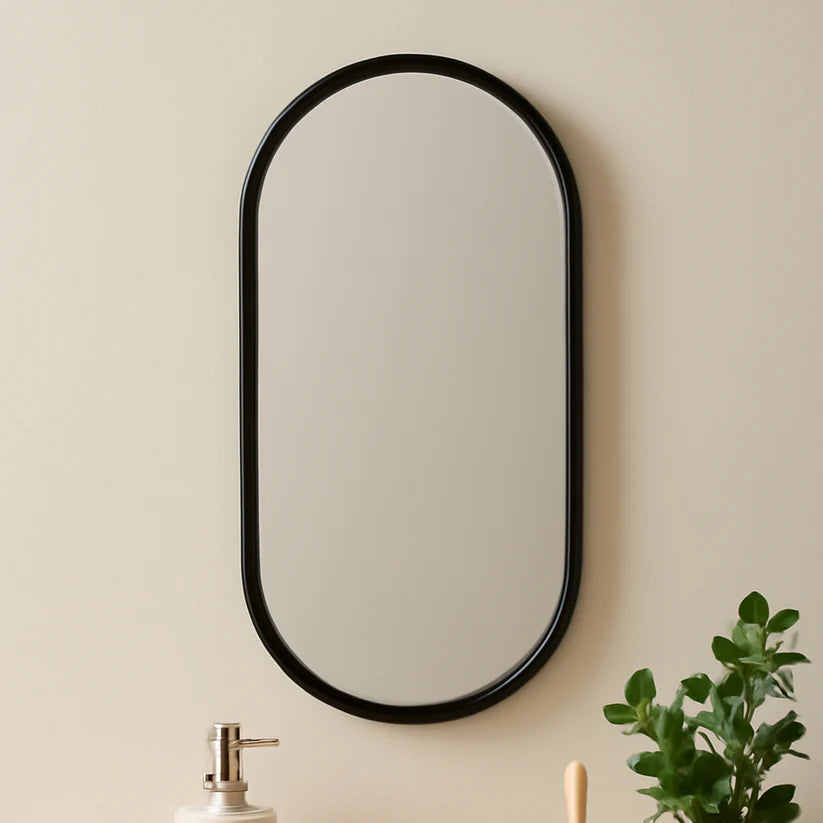 Oval bathroom mirror
Wall-mounted vanity mirror
Modern bathroom mirror
Decorative oval wall mirror
Bathroom mirror with frame
Stylish home decor mirror
Oval mirror for wash basin
Wall mirror for bedroom
Sleek mirror for hallway
Contemporary wall mirror