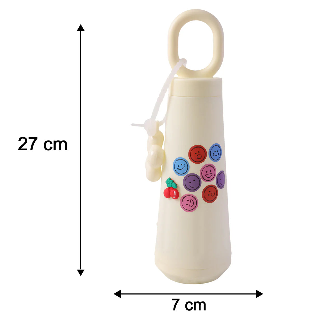 Happyclick 500ml Portable Glass Water Bottle with Smile & Cherry Design