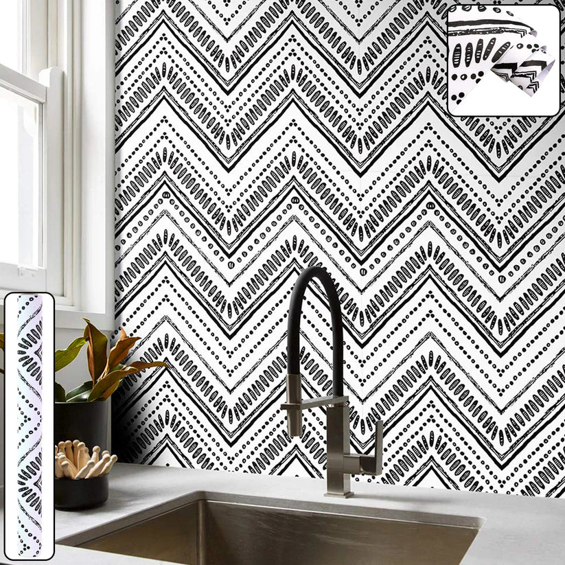 Happyclick Waterproof Chevron Pattern Wall Sticker 45cm x 3meter (1 Pc)