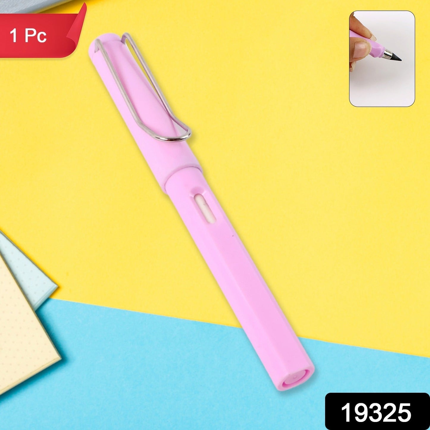 HappyClick Pink 2-in-1 Everlasting Magic Pencil with Replaceable Eraser – Inkless, Reusable, Portable
