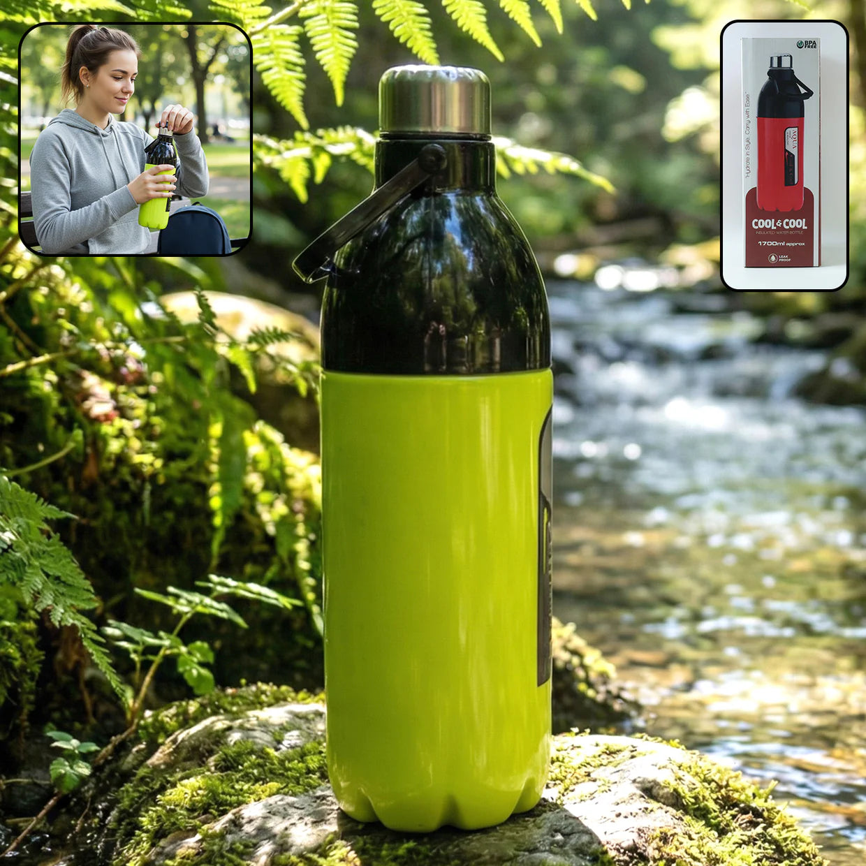 Happyclick Extra Large Leakproof Water Bottle 1700ML for Gym Travel Office - HappyClick