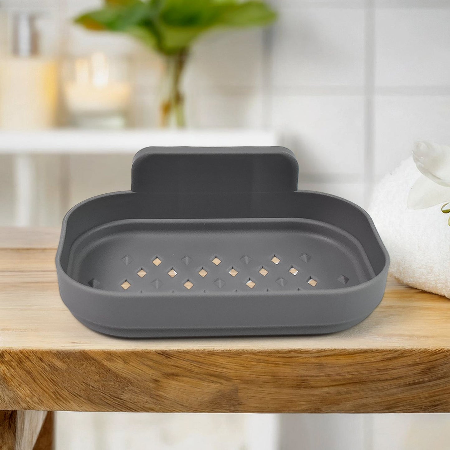 Wall-Mounted Soap Dish – Self-Adhesive Plastic Holder | Mist & Relax