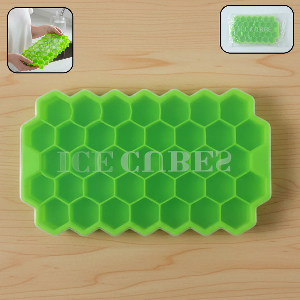 Happyclick  Premium Honeycomb Silicone Ice Cube Tray with Lid (1 Pc)