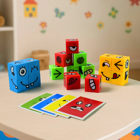 Happyclick Educational Face Expression Changing Puzzle Cube Toy Set - HappyClick