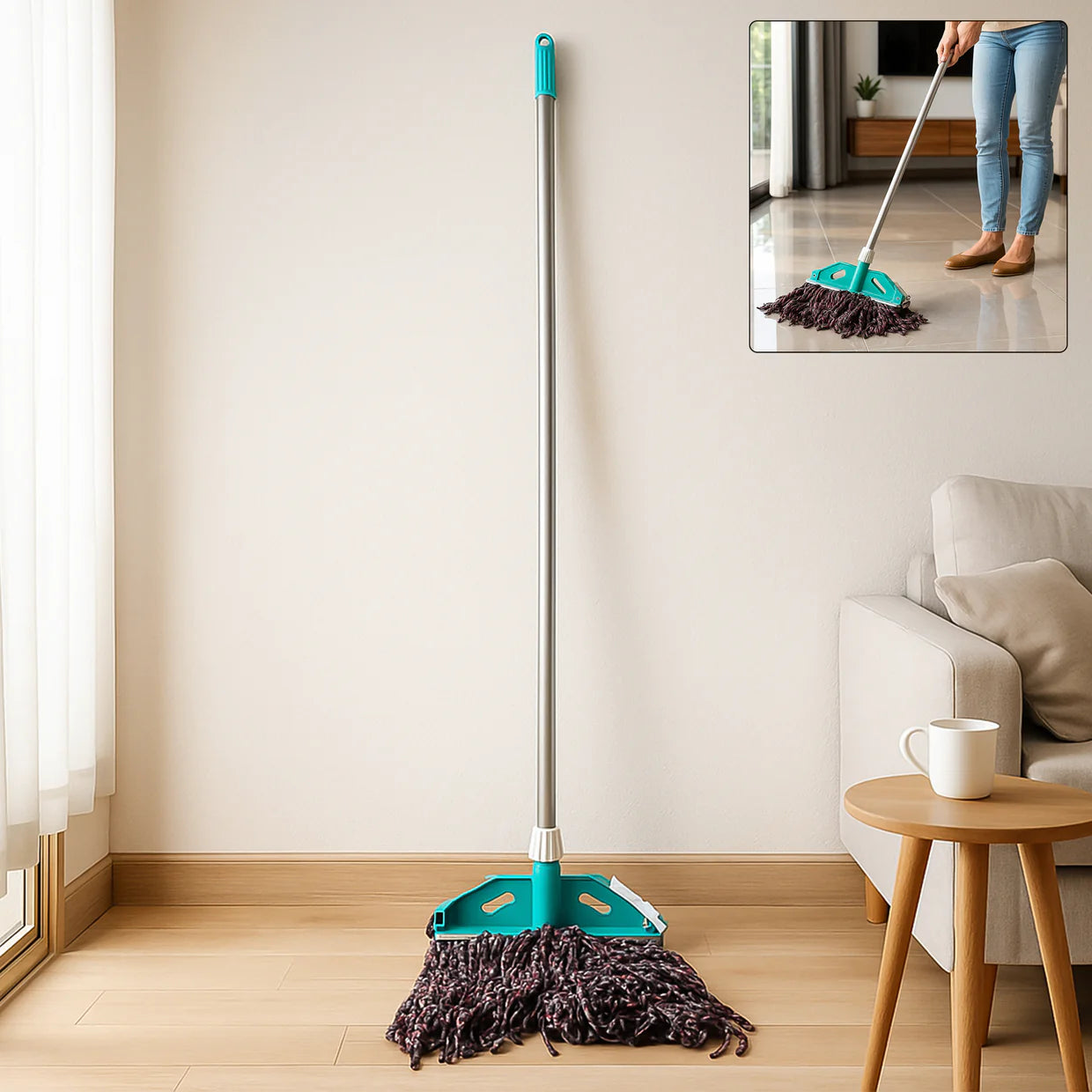 Happyclick Premium Cotton Yarn Floor Cleaning Mop with Long Handle (1 Pc) - HappyClick