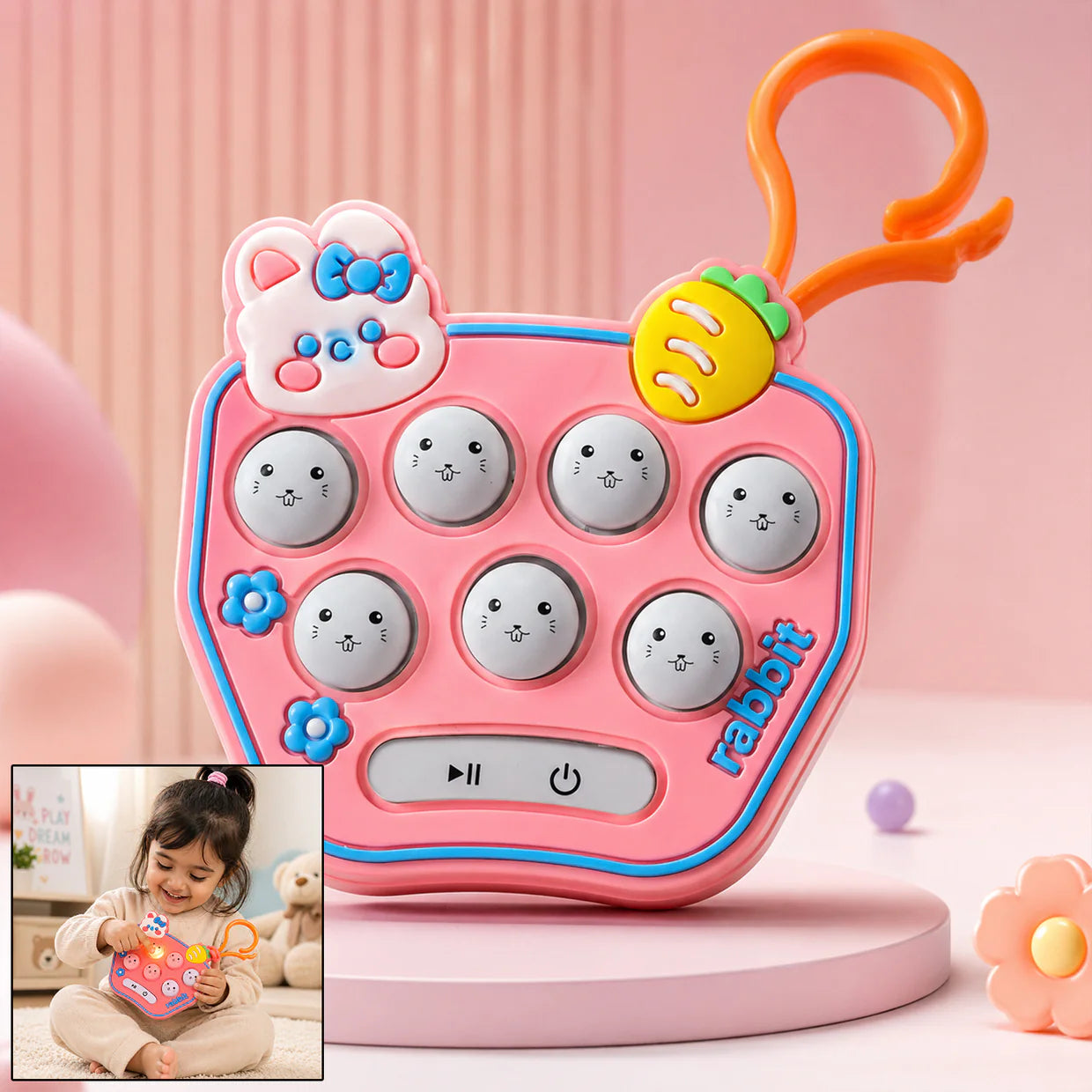 Happyclick Cute Cartoon Music Push Button Toy Keychain with Sound (1 Pc, Mix Design)