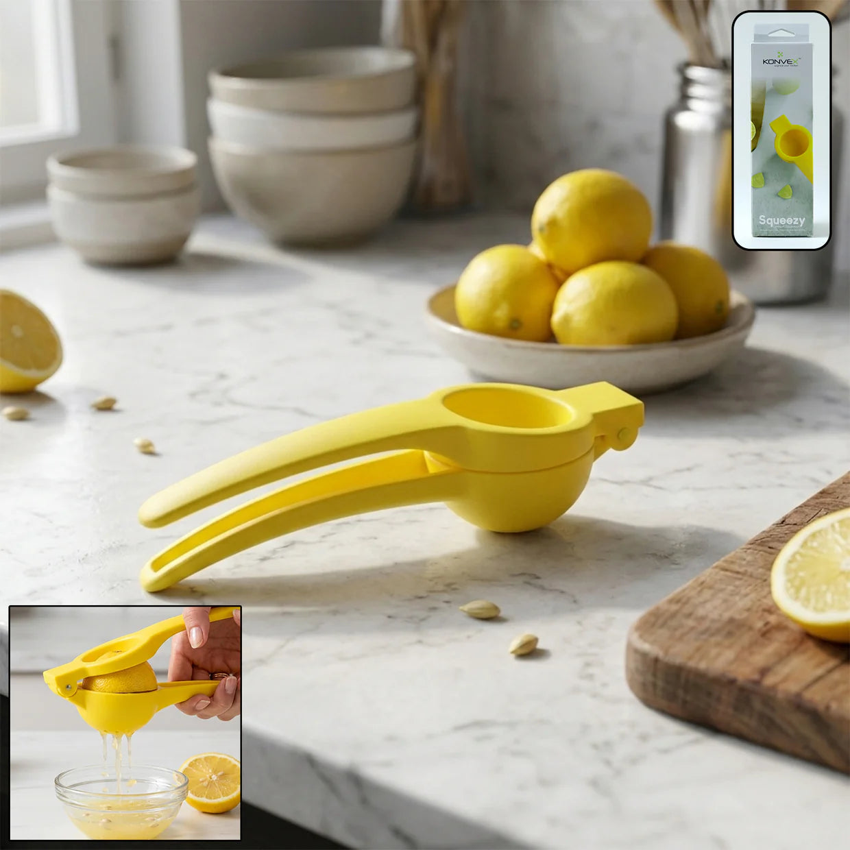 Happyclick Konvex Hand Press Plastic Lemon Squeezer (1 Pc)