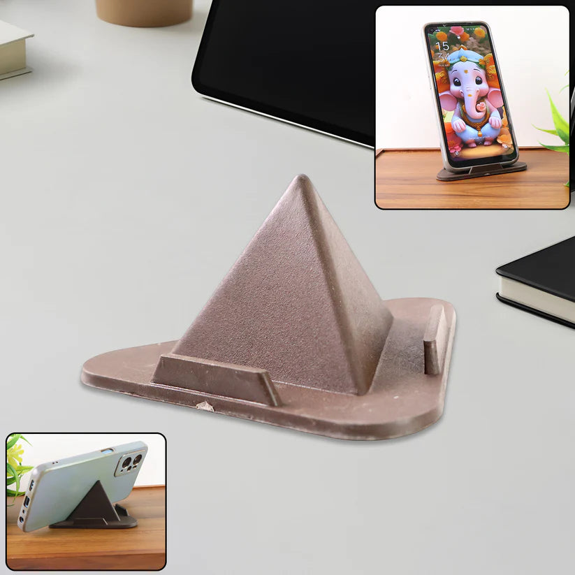 Happyclick Pyramid Brown Mobile Stand with 3 Different Inclined Angles - HappyClick