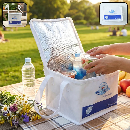 Happyclick Portable Insulated Lunch Bag with Zipper Closure 16x19x21 Cm
