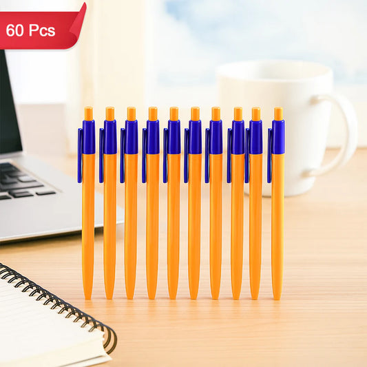 Happyclick Retractable Ball Pen – Smooth Writing Click Pen with Blue Ink - (60 Pc / Set) - HappyClick
