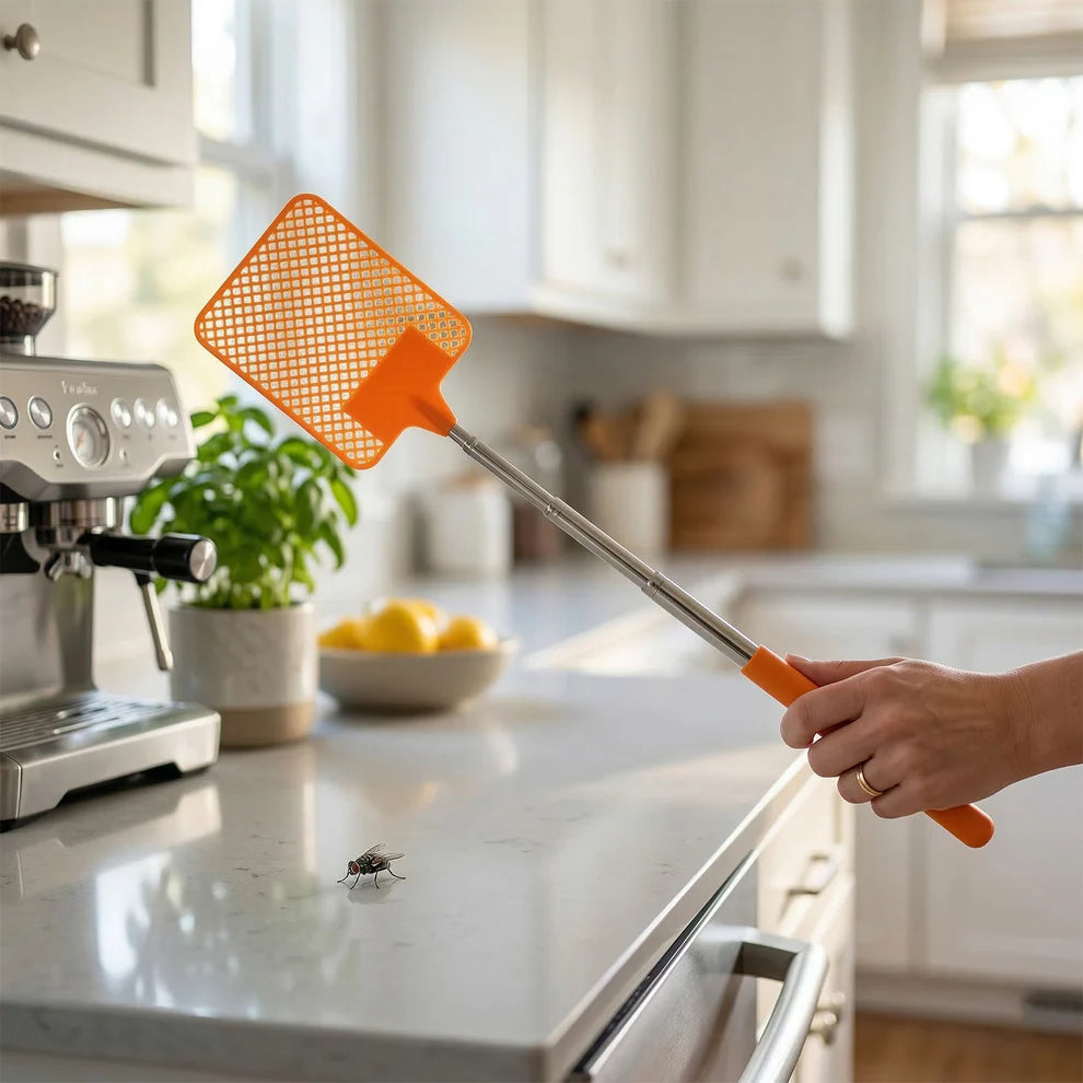 Happyclick Multipurpose Plastic Fly Swatter With Extendable Handle (1 Pc, 63 Cm)