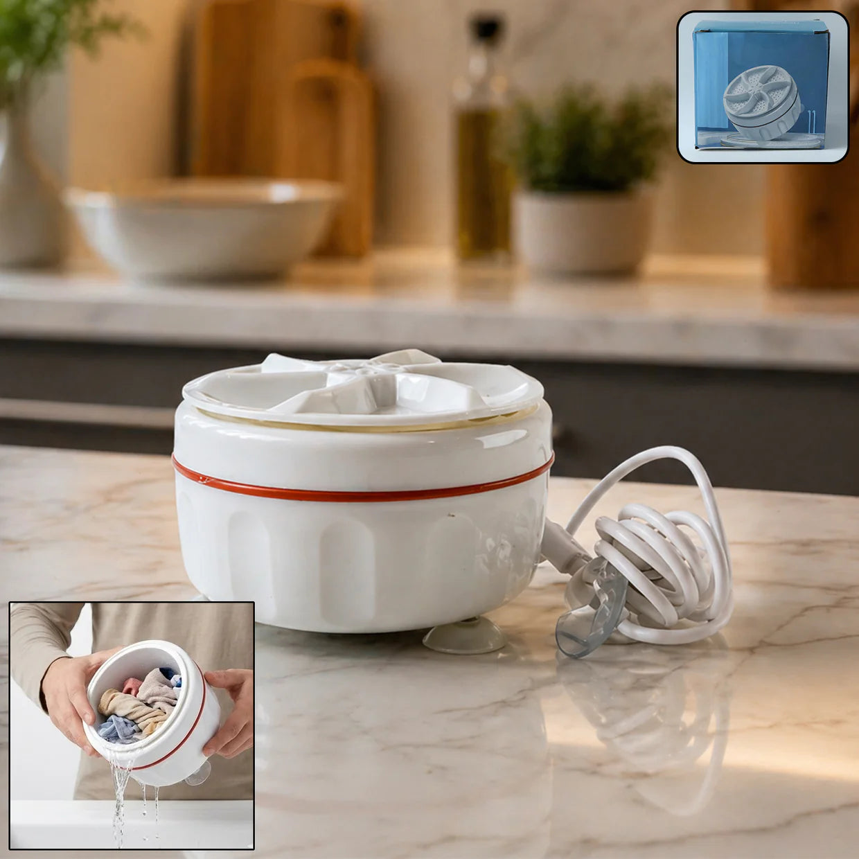 Happyclick Portable Mini Electric Washing Machine for Small Clothes