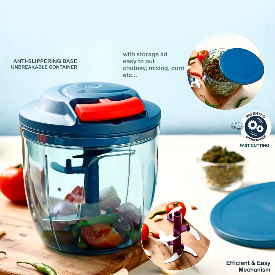 Happyclick Apex Speed-X Hand-Powered Vegetable Chopper (1000 ML)