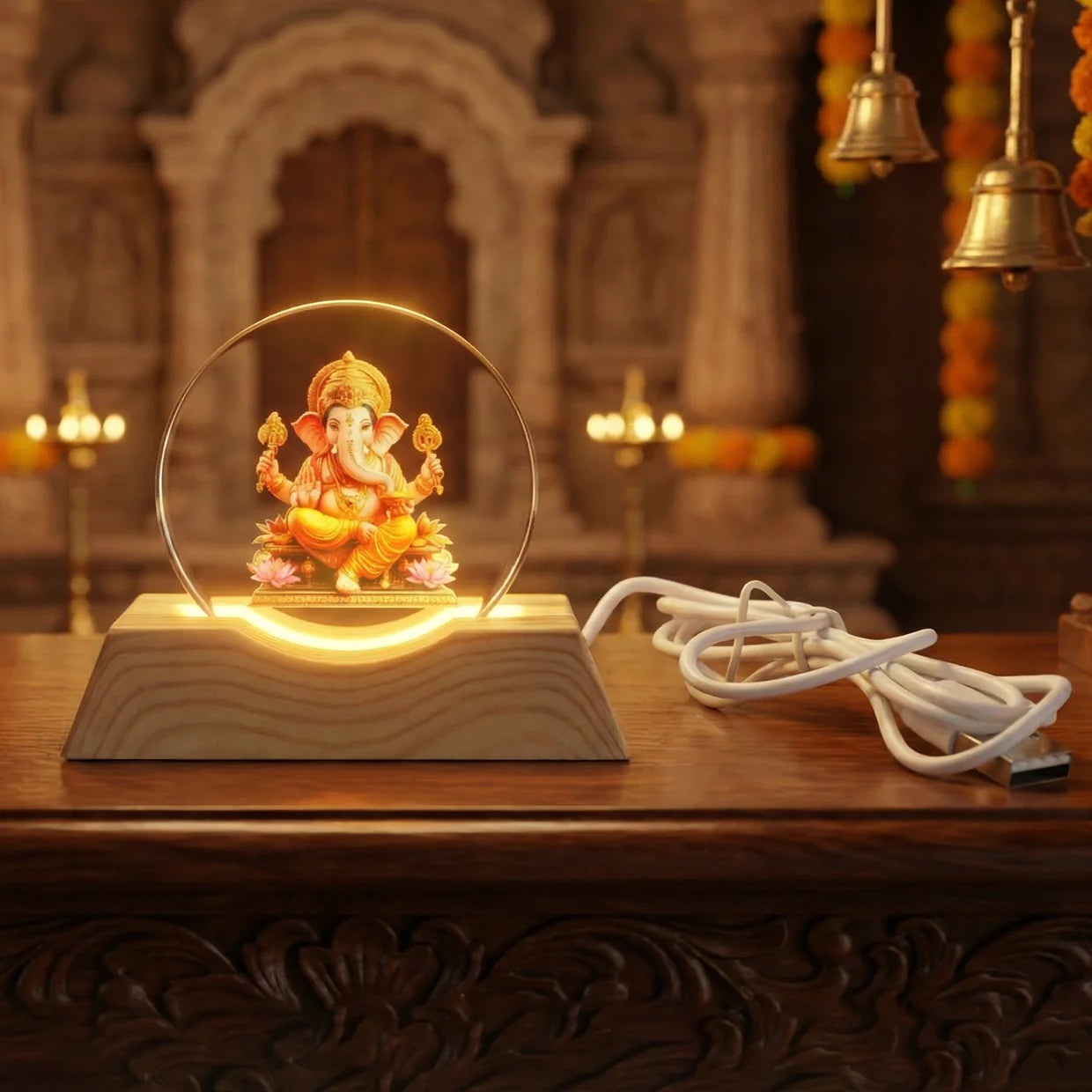 Happyclick Premium 3D Lord Ganesha Acrylic LED Night Lamp (1 Pc) - HappyClick