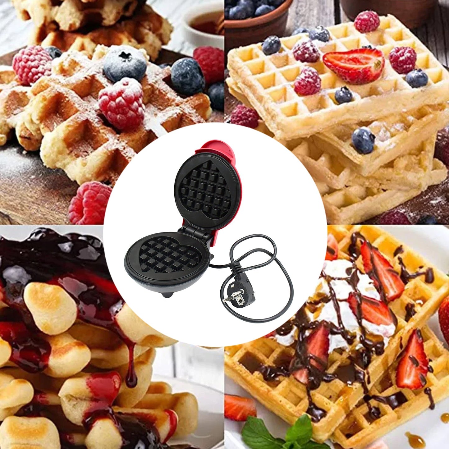 Compact mini waffle maker placed in a kitchen setting