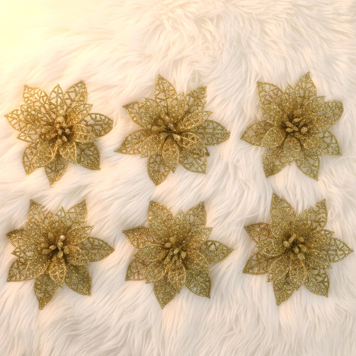 Happyclick Glitter Flower Hair Clip Set (6 Pc Mix Color Set) - HappyClick