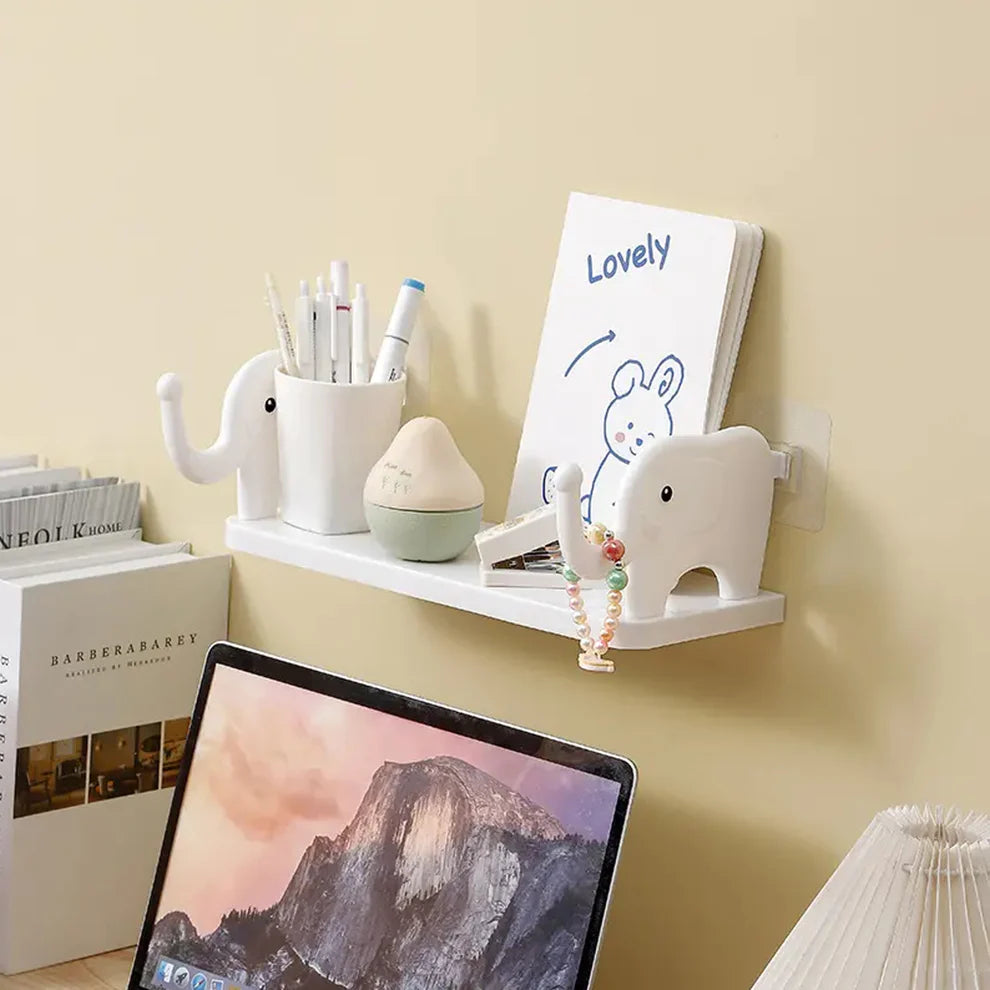 Happyclick Elephant Wall Shelf – No-Punch Organizer for Kitchen & Bathroom | Velvet Organizers