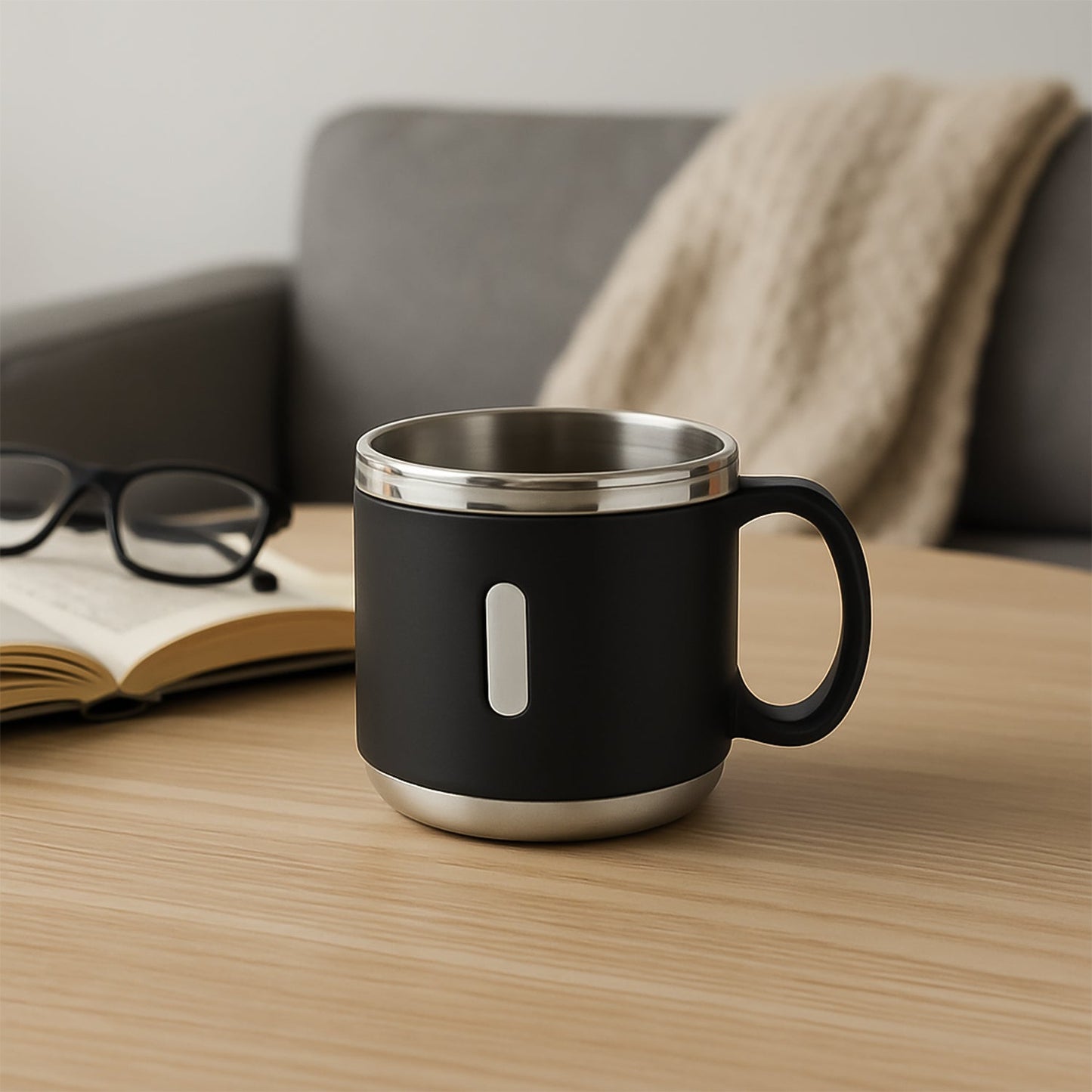 Packaged gift set of six double wall stainless steel coffee mugs