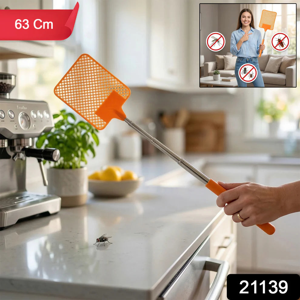 Happyclick Multipurpose Plastic Fly Swatter With Extendable Handle (1 Pc, 63 Cm)