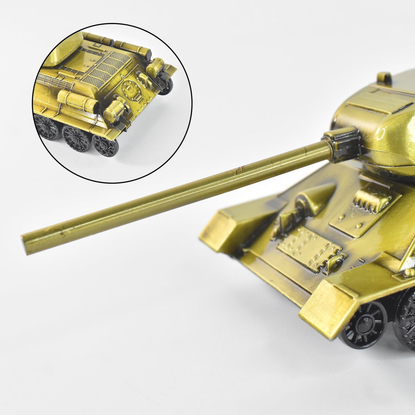 Retro armor tank model displayed as desktop decoration