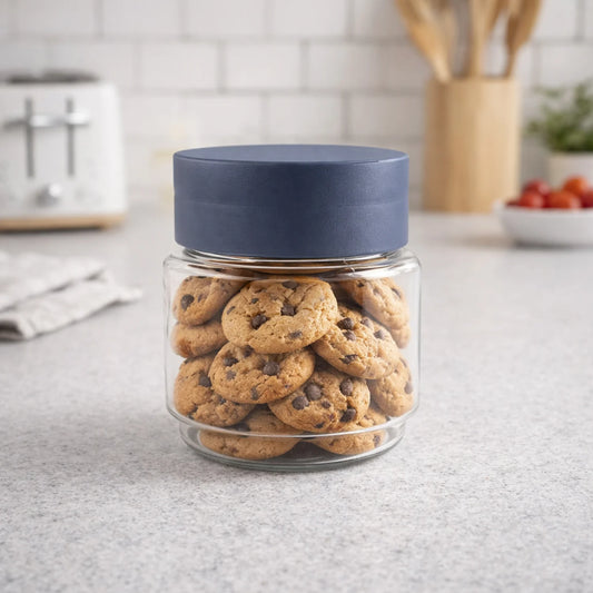 Happyclick Airtight Transparent Kitchen Storage Jar with Secure Lid (1 Pc / 500 ML Approx) - HappyClick