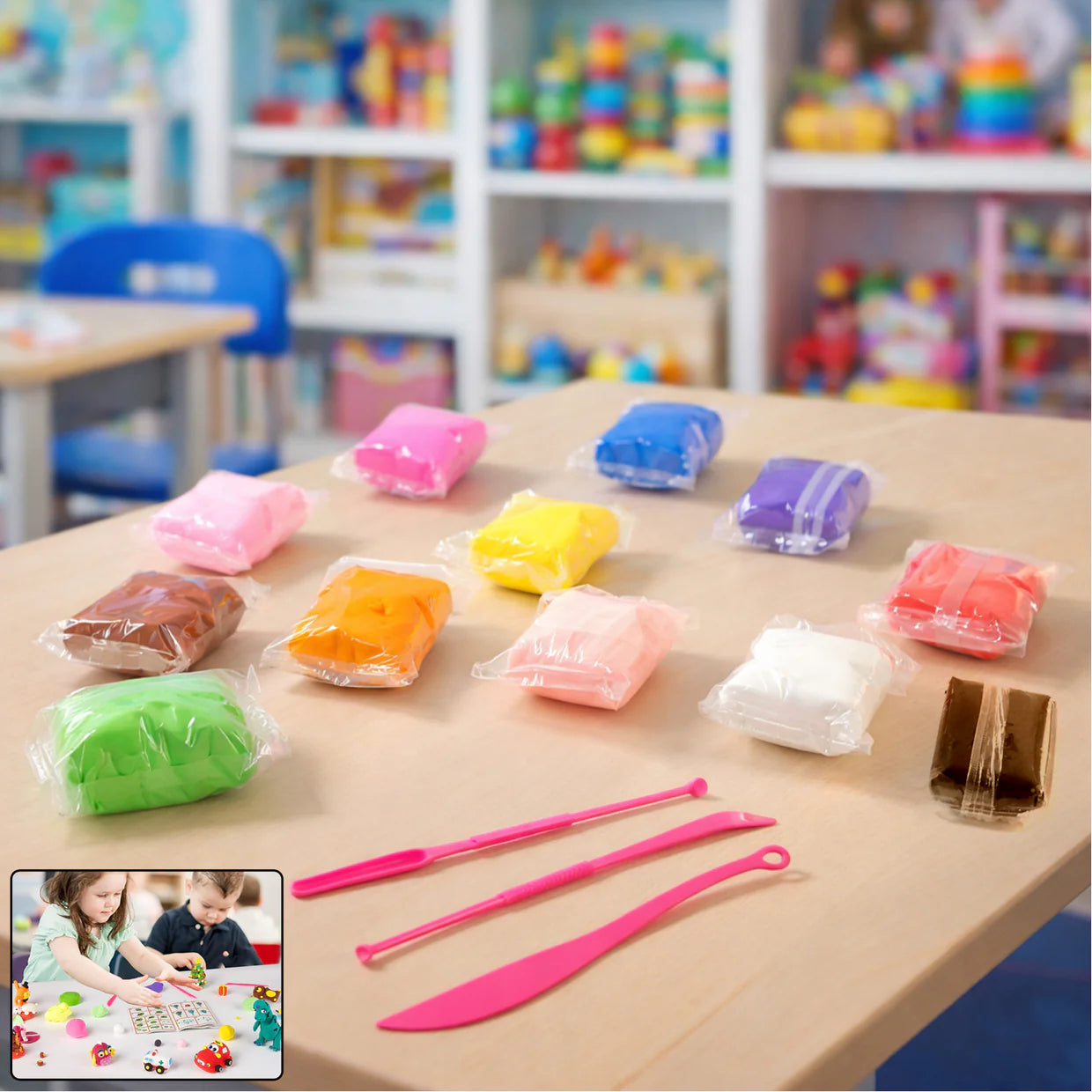 Happyclick Kids 12 Color Antibacterial Super Clay Set for Creative Play (1 Set) - HappyClick