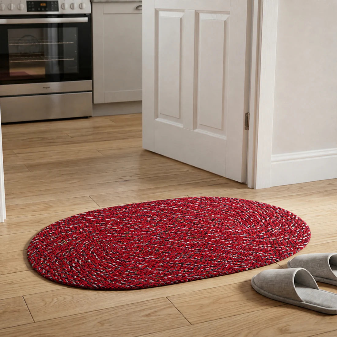 Happyclick multi color Oval Non-Slip Floor Mat – Durable & Soft for Indoor Use