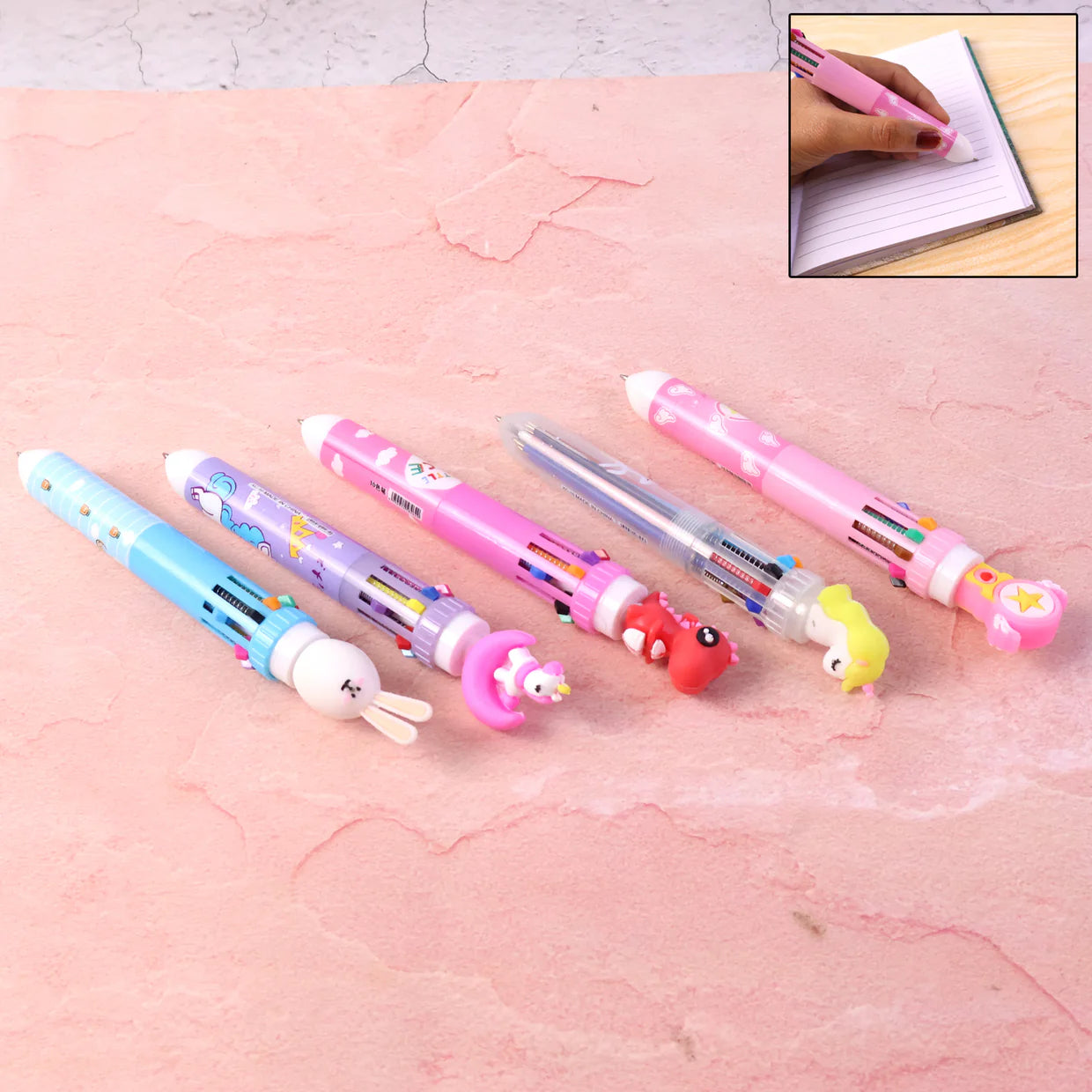 Happyclick Cute Character Design 10-in-1 Multicolor Ball Pen (1 Pc) - HappyClick