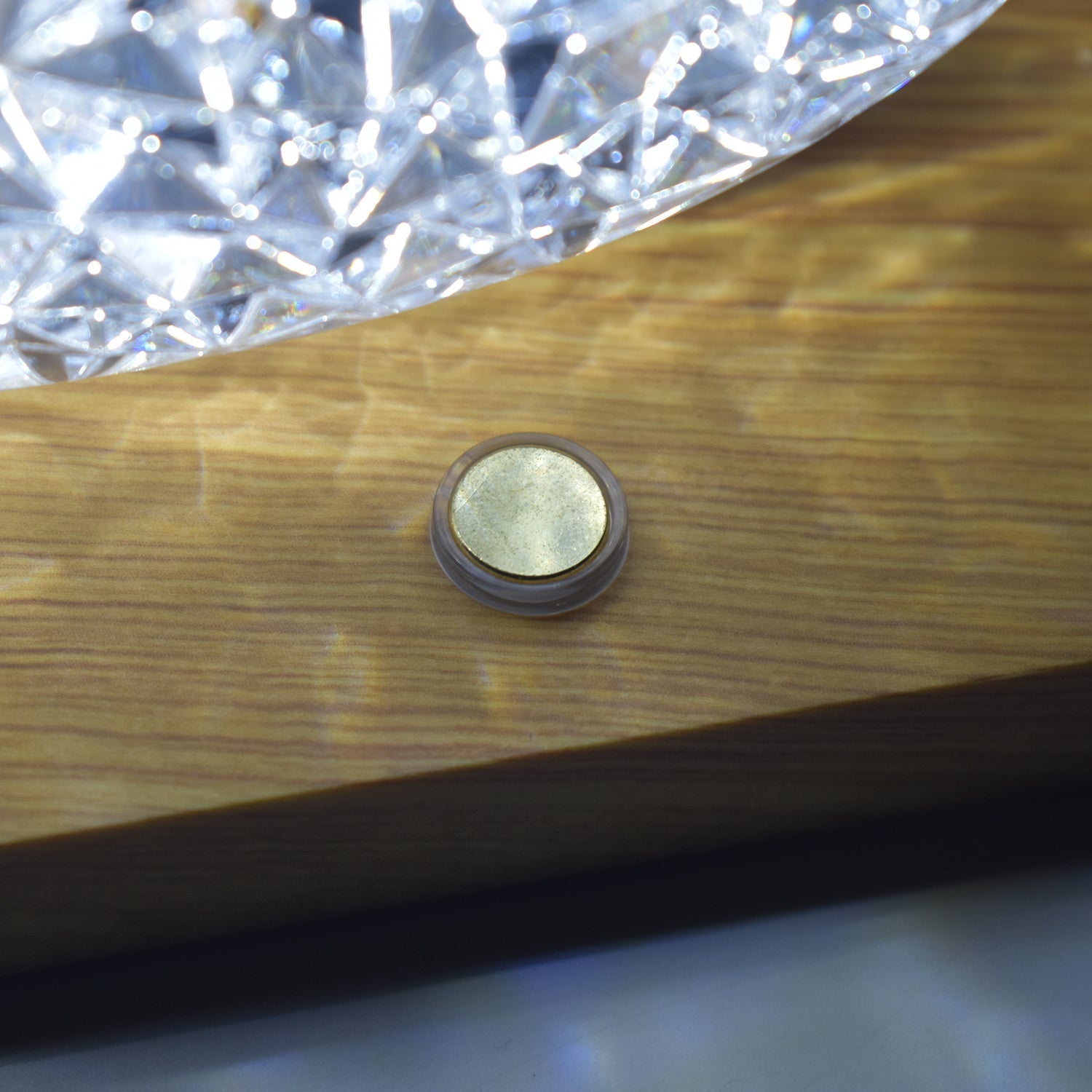 Illuminated duck-shaped LED crystal lamp creating warm ambiance