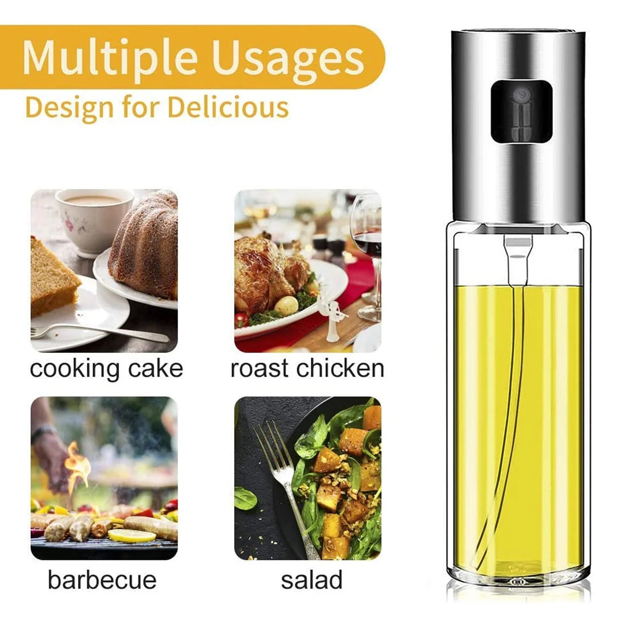 Happyclick Oil Sprayer Dispenser Glass Bottle for Cooking & Multi-Use