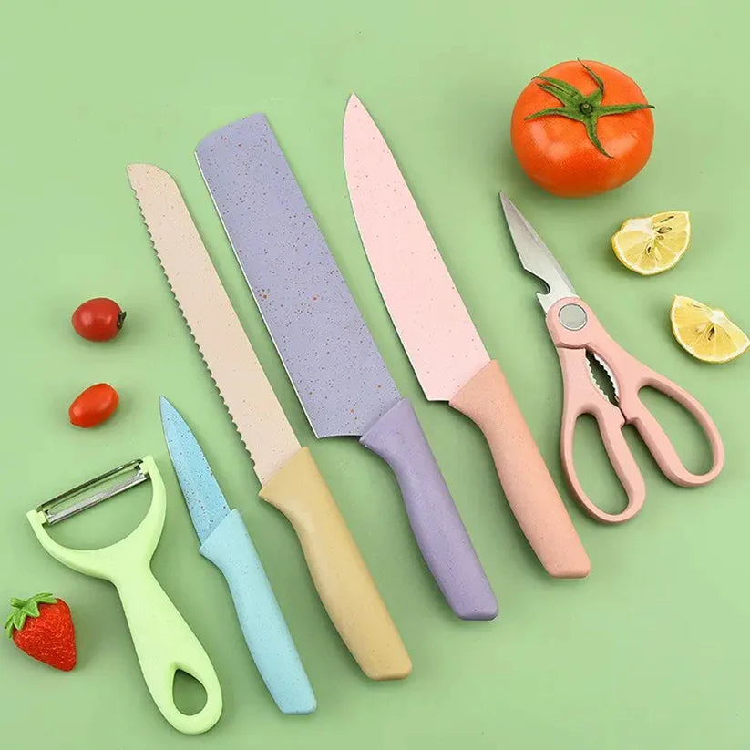 Happyclick Corrugated 6Pc Kitchen Knife Set Professional Box Knife Set 6 Piece Forged Kitchen Knives with Box. - HappyClick