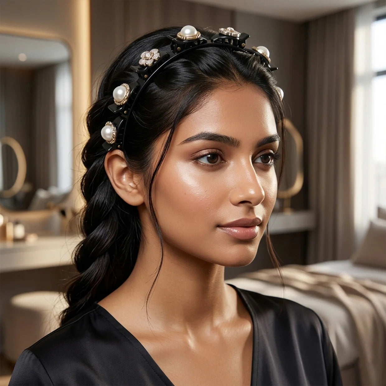 Happyclick Stylish Fancy Pearl Design Hair Headband (1 Pc)