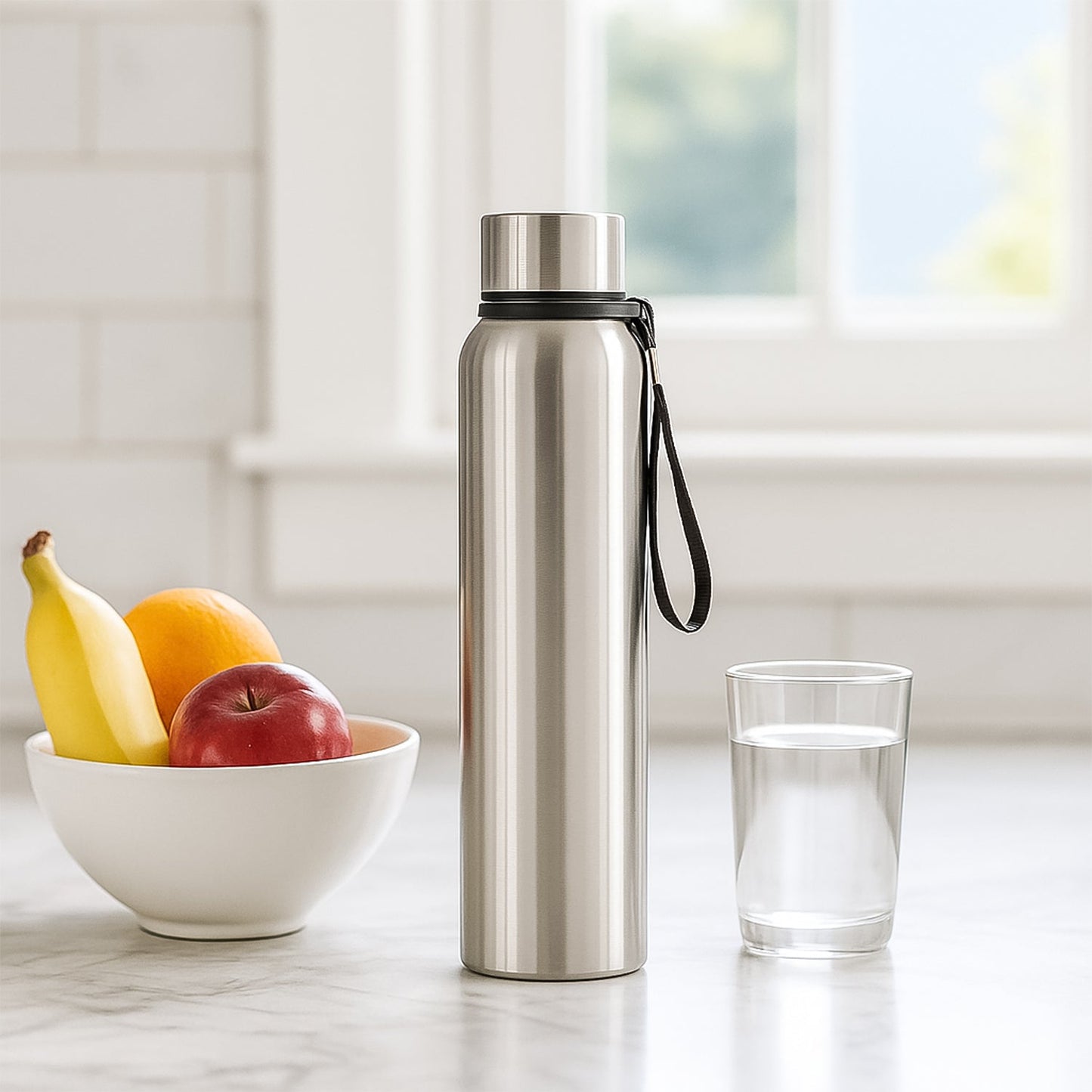 1000ml Stainless Steel Water Bottle displayed to show its practical size.