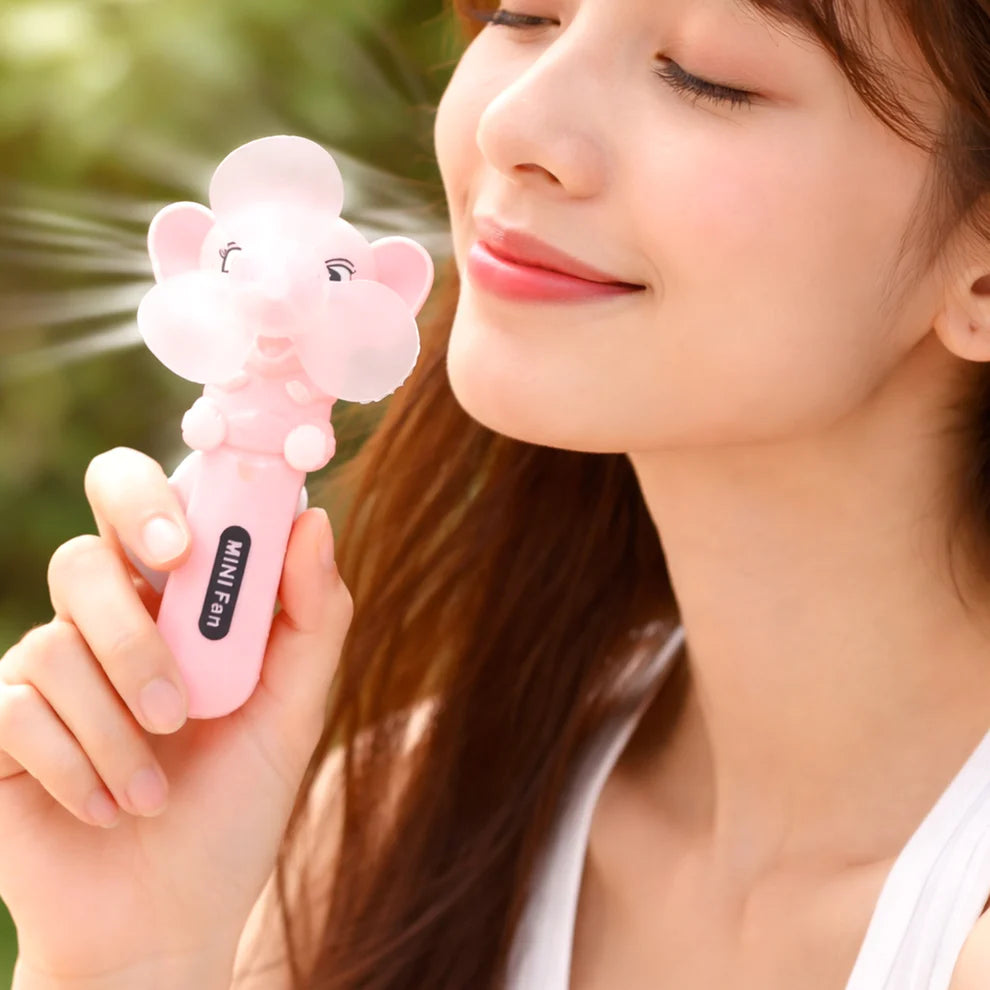 Happyclick Hand Press Mini Portable Cartoon Fan Toy (1 PC, Mix Color & Design) - HappyClick